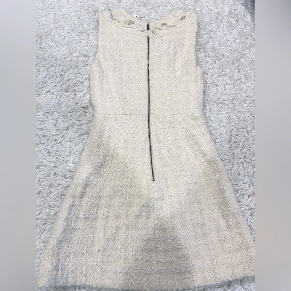 NWT Alice + Olivia Haven Embellished Ivory Tweed Dress - Picture 12 of 12
